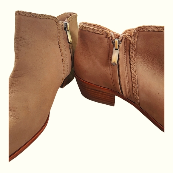 Sam Edelman Suede Leather Ankle Bootie, Paige, Western Fringe, Tan, Size 7M - Picture 10 of 11